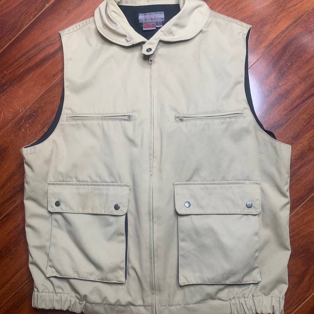 Vintage Cadaz Adult L outdoor Vest Zip up khaki